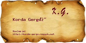 Korda Gergő névjegykártya
